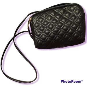 Black Vegan Leather Quilted Shoulder/Crossbody Bag NWT